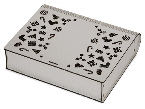 Деревянная коробка с резной крышкой Книга, L