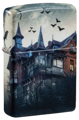 Зажигалка ZIPPO Horror House с покрытием 540 Matte, латунь/сталь, белая, 38x13x57 мм