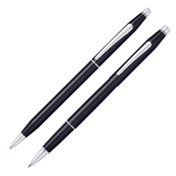 Набор Cross Classic Century Black Lacquer: шариковая ручка и ручка-роллер, цвет - черный