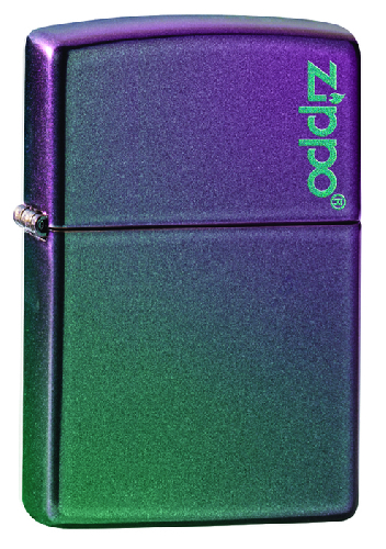 Зажигалка ZIPPO Logo с покрытием Iridescent, латунь/сталь, фиолетовая, матовая, 38x13x57 мм