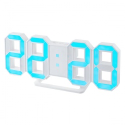 Perfeo LED часы-будильник "LUMINOUS", белый корпус / синяя подсветка PF-663