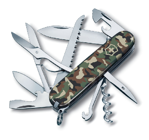 Нож перочинный VICTORINOX Huntsman, 91 мм, 15 функций, зелёный камуфляж