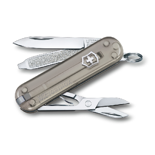 Нож-брелок VICTORINOX Classic SD Colors "Mystical Morning", 58 мм, 7 функций, полупрозрачный серый
