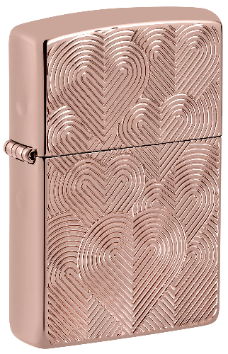 Зажигалка ZIPPO Armor® Hearts с покрытием Rose Gold, латунь/сталь, розовое золото, 38x13x57 мм