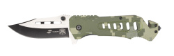 Нож складной Stinger, 88 мм (серебристый), материал рукояти: алюминий (зелёный камуфляж)