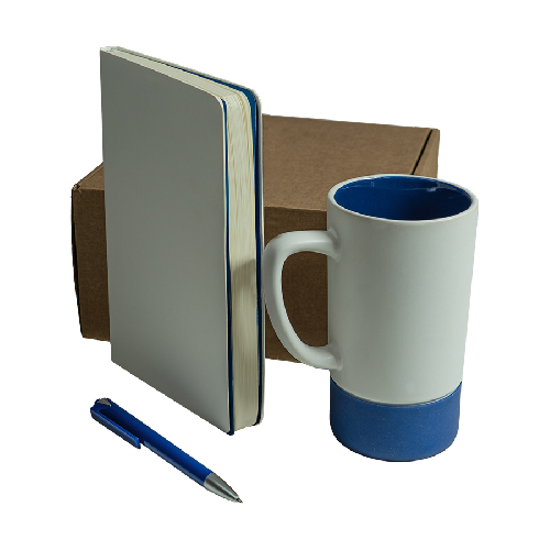 Набор подарочный ARTKITS: ежедневник, ручка, кружка с цветным дном, стружка, коробка, синий