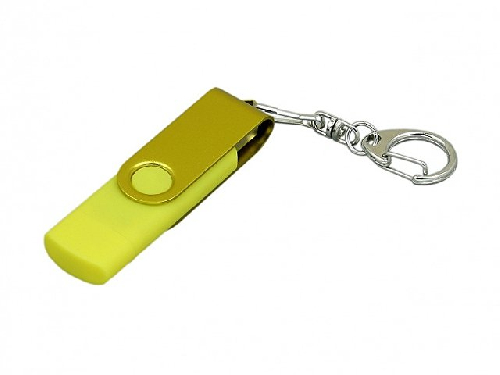USB 2.0- флешка с поворотным механизмом и дополнительным разъемом Micro USB