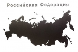 Деревянная карта России с названиями городов