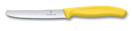 Нож столовый VICTORINOX SwissClassic, лезвие 11 см с волнистой кромкой, жёлтый