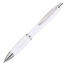 Пластиковая шариковая ручка с металлическим клипом, белая (M Collection)