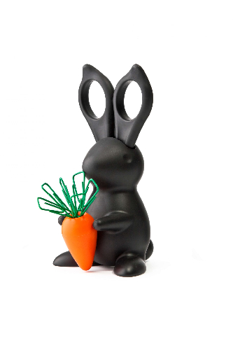Ножницы и магнит со скрепками Bunny, чёрные