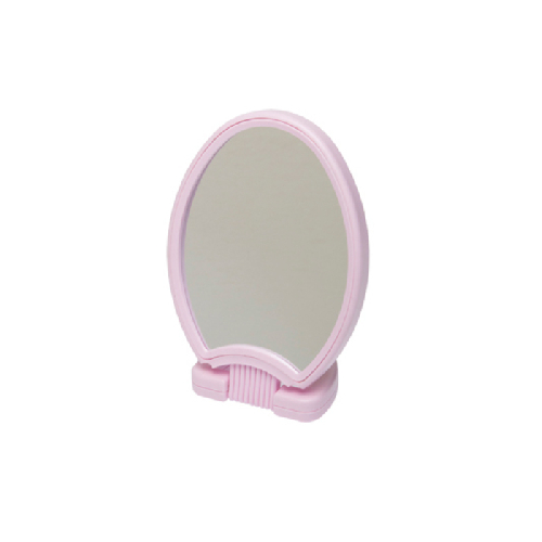 Зеркало Dewal Beauty настольное, в розовой  оправе, на пластиковой подставке, 26*14.5 см.