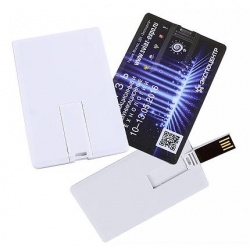 USB-Flash накопитель (флешка) "Canvas - New", 16 Gb, в виде кредитной карты, возможно полноцветное нанесение с двух сторон, цвет белый