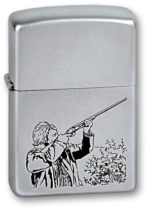 Зажигалка ZIPPO Hunter с покрытием Satin Chrome™, латунь/сталь, серебристая, матовая, 38x13x57 мм