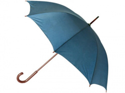 Зонт - трость полуавтоматический с деревянной ручкой синий