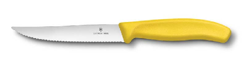 Нож для стейка и пиццы VICTORINOX SwissClassic "Gourmet", 12 см, с волнистой кромкой, жёлтый