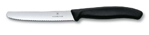 Нож столовый VICTORINOX SwissClassic, лезвие 11 см с волнистой кромкой, чёрный