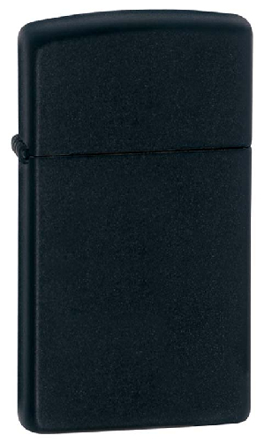 Зажигалка ZIPPO Slim® с покрытием Black Matte, латунь/сталь, чёрная, матовая, 29x10x60 мм