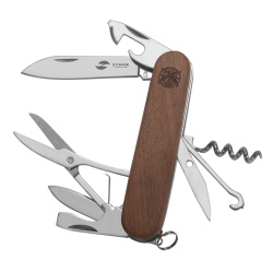 Нож перочинный Stinger, 90 мм, 13 функций, материал рукояти: древесина сапеле, в блистере