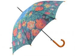 Зонт-трость "Шиповник" полуавтоматический с деревянной ручкой