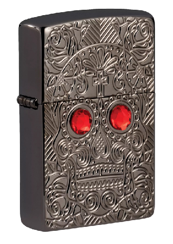 Зажигалка ZIPPO Armor™ Crystal с покрытием High Polish Black Ice®, латунь/сталь, чёрная, 38x13x57 мм