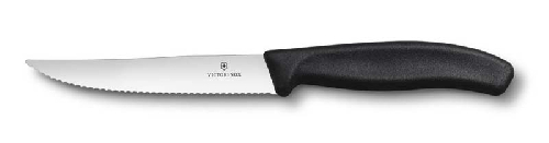 Нож для стейка и пиццы VICTORINOX SwissClassic "Gourmet", 12 см, с волнистой кромкой, чёрный