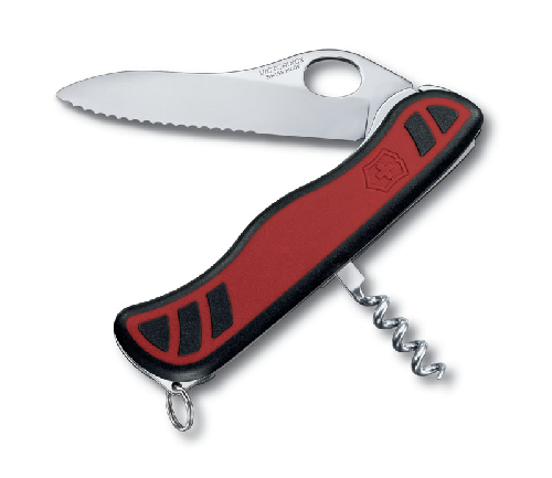 Нож перочинный VICTORINOX Sentinel One Hand, 111 мм, 3 функции, с фиксатором, красный с чёрным