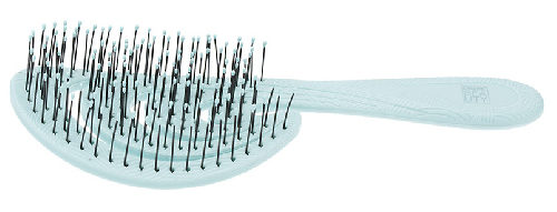 Щетка Dewal Beauty серия "Ocean wave", продувная, с нейлоновым штифтом, форма волна, голубая