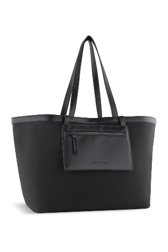 Сумка-тоут женская большая BUGATTI Elena, черная, канвас, полиуретан, 58 x 22 x 31,5 см