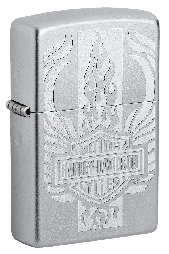 Зажигалка ZIPPO Harley-Davidson® c покрытием Satin Chrome™, латунь/сталь, серебристая, 38x13x57 мм