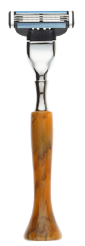 Станок для бритья IL Ceppo, MACH3, каучуковая смола, рукоять - желтый цвет, имитация мрамора