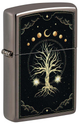 Зажигалка ZIPPO Mystic Nature Design с покрытием Black Ice®, латунь/сталь, черная, 38x13x57 мм