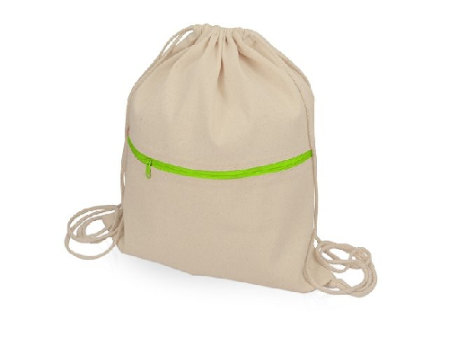 Рюкзак-мешок хлопковый Lark с цветной молнией