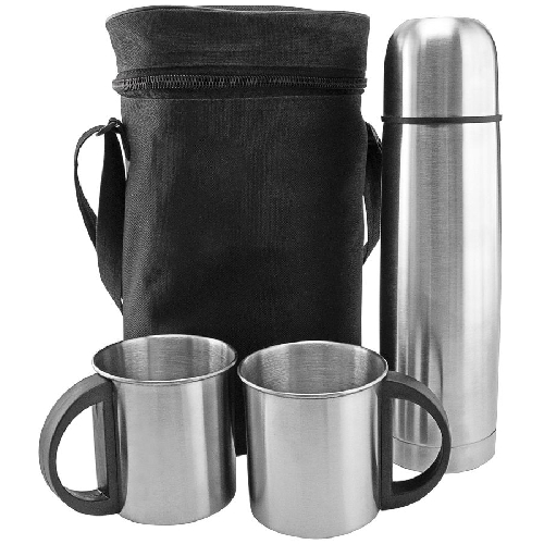 Термос, 2 кружки в чехле: 26х16х10 см; термос 500 мл; кружки 220 мл; металл, нейлон