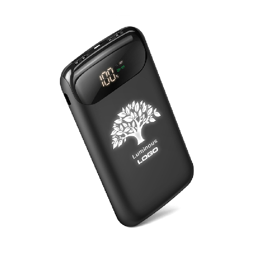 Беспроводное зарядное устройство "Shine SOFTTOUCH", 8000mAh с подсветкой логотипа и цифровым индикатором заряда