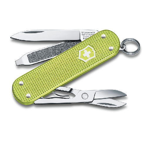 Нож-брелок VICTORINOX Classic SD Alox Colors "Lime Twist", 58 мм, 5 функций, светло-зелёный
