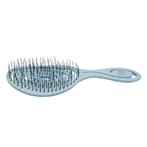 Щетка Dewal Beauty серия "Friendly", продувная, с нейлоновым штифтом, форма улитка, голубая