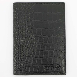 Обложка для паспорта S.Quire, натуральная воловья кожа, черный, фактурная, 13,4 x 9,9 x 0,5 см