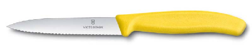 Нож для овощей VICTORINOX SwissClassic, лезвие 10 см с волнистой кромкой, жёлтый