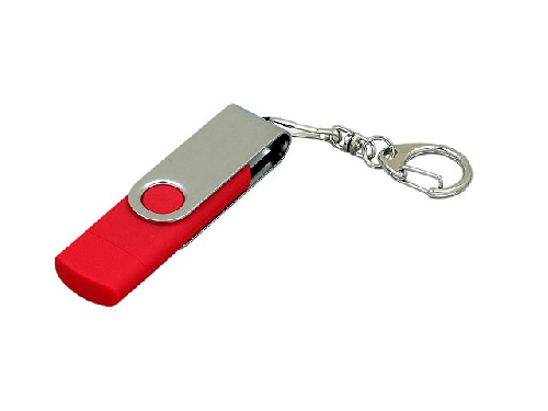 USB 2.0- флешка с поворотным механизмом и дополнительным разъемом Micro USB