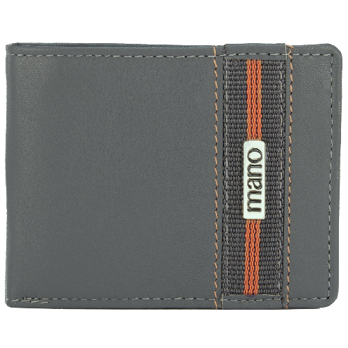 Бумажник Mano "Don Leonardo", с RFID защитой, натуральная кожа в сером цвете, 10,5 х 2 х 8,5 см