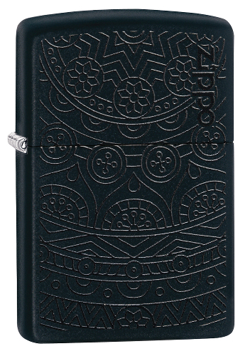 Зажигалка ZIPPO Tone on Tone Design с покрытием Black Matte, латунь/сталь, чёрная, 38x13x57 мм