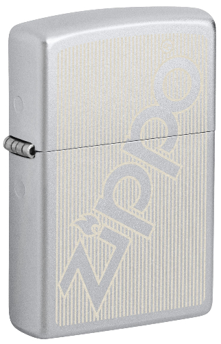 Зажигалка ZIPPO Logo с покрытием Satin Chrome, латунь/сталь, серебристая, матовая, 38x13x57 мм