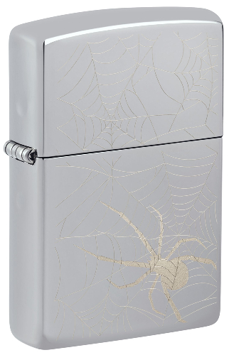 Зажигалка ZIPPO Spider Design с покрытием High Polish Chrome, латунь/сталь, серебристая, 38x13x57 мм