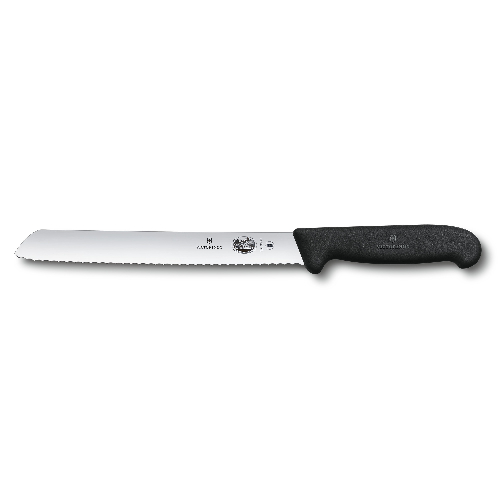 Нож для хлеба VICTORINOX Fibrox с волнистым лезвием 21 см, чёрный