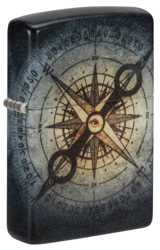 Зажигалка ZIPPO Compass Ghost с покрытием Glow In The Dark Green, латунь/сталь, черная, 38x13x57 мм