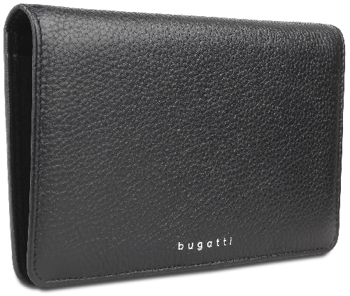 Кошелёк женский BUGATTI Lady Top, чёрный, натуральная воловья кожа, 19,5х2х11,2 см