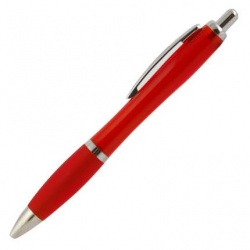 Ручка шариковая пластиковая "Сельва", нажимной механизм, клип, кольцо, кнопка и наконечник хромированные, корпус и резинка