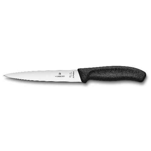 Нож филейный VICTORINOX SwissClassic с гибким прямым лезвием 16 см, чёрный