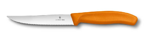 Нож для стейка и пиццы VICTORINOX SwissClassic "Gourmet", 12 см, с волнистой кромкой, оранжевый